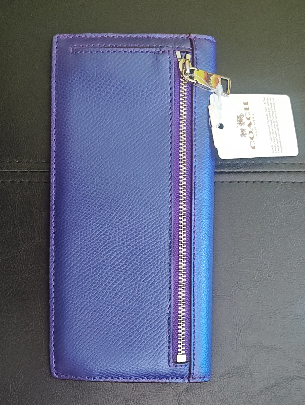 Coach Continental Wallet in SV Metallic Purple Iris - Picture 3 of 6